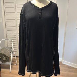 Men’s BKE Thermal Black Long Sleeve Henley Size LARGE